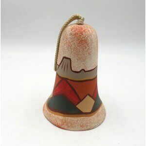 TESA Bell 6" Hand-Painted Southwestern Ceramic Windbell Rope Desert Mountain New